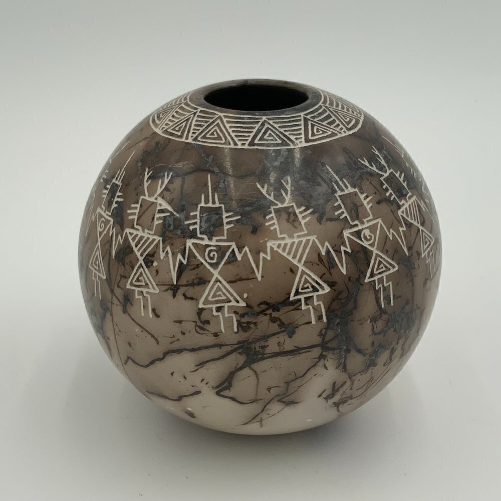 2002 Native American Acoma Pueblo Pottery Vase Horsehair Irvin J. Louis Handmade